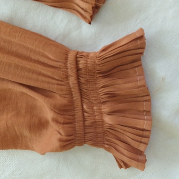 Philosophy boho rust peplum shirred blouse size small long sleeves flowy fall - Picture 4 of 7